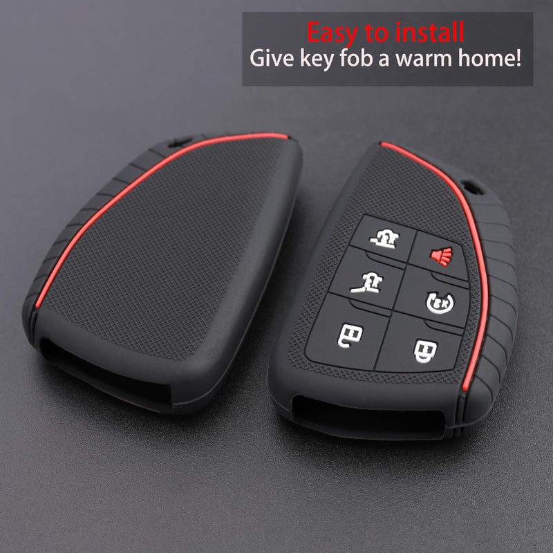 TANDRIVE Key Fob Cover for 2025 2024-2021 Chevy Tahoe Suburban GMC Yukon, 6 Button, Silicone, 2-Pack, Black - Image 4